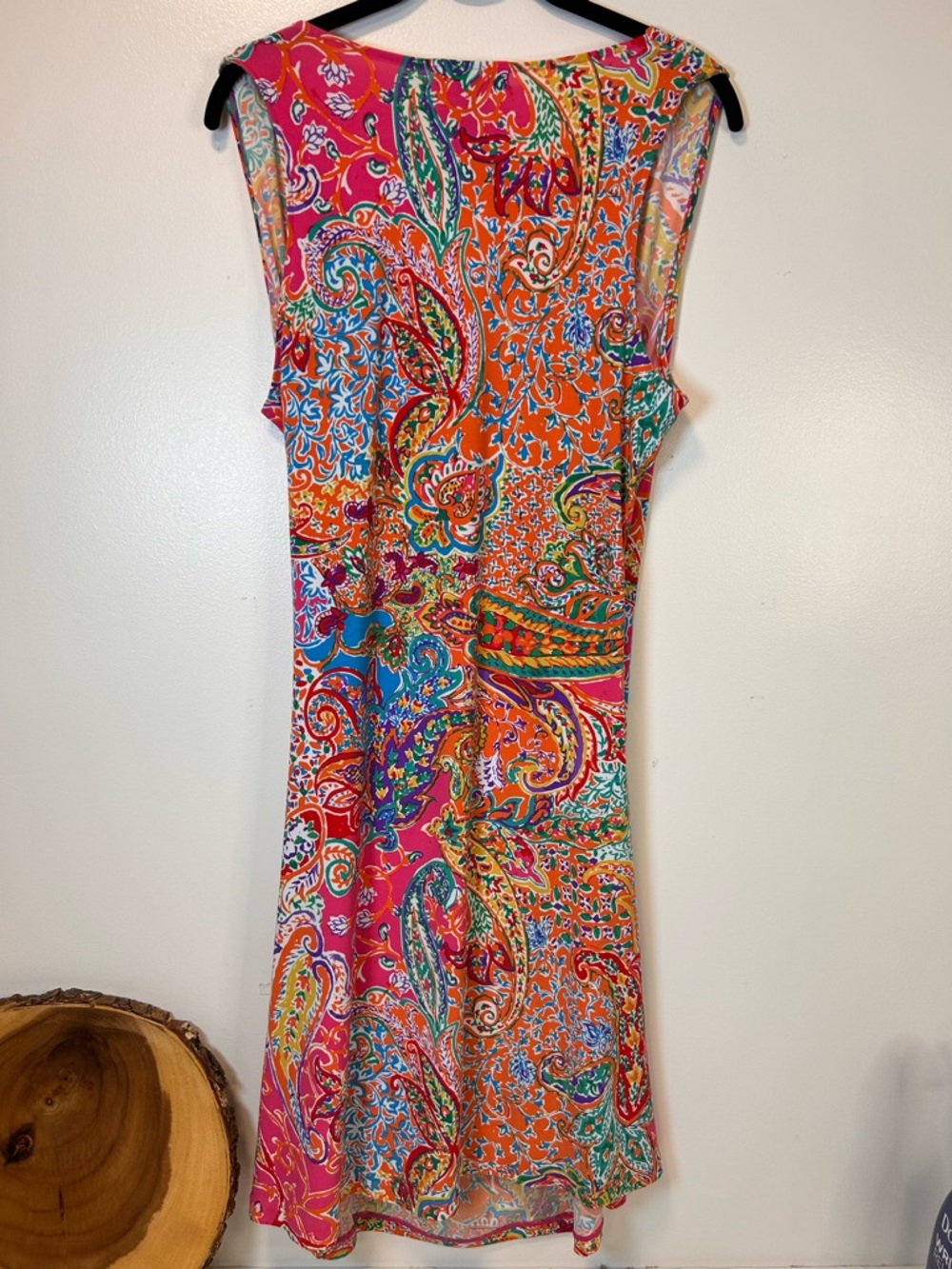 Lauren Ralph Lauren Pink Orange Paisley Midi Dress - Picture 4 of 8